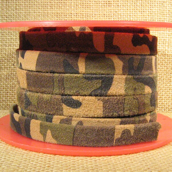 10mm Flat Suede - Camouflage - Choose Your Length