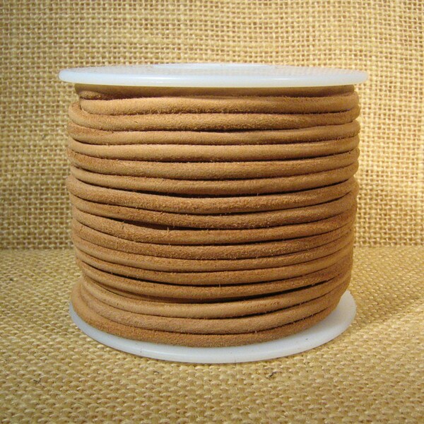 3mm Round Suede Cord - Natural - 3MRS-8 - Choose Your Length