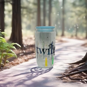 Twilight Themed 16 oz. Glass Cup, Twilight Saga,  Forks Washington, Eclipse, Breaking Dawn,  Edward Cullen,  Gifts for her, Glass Cup.