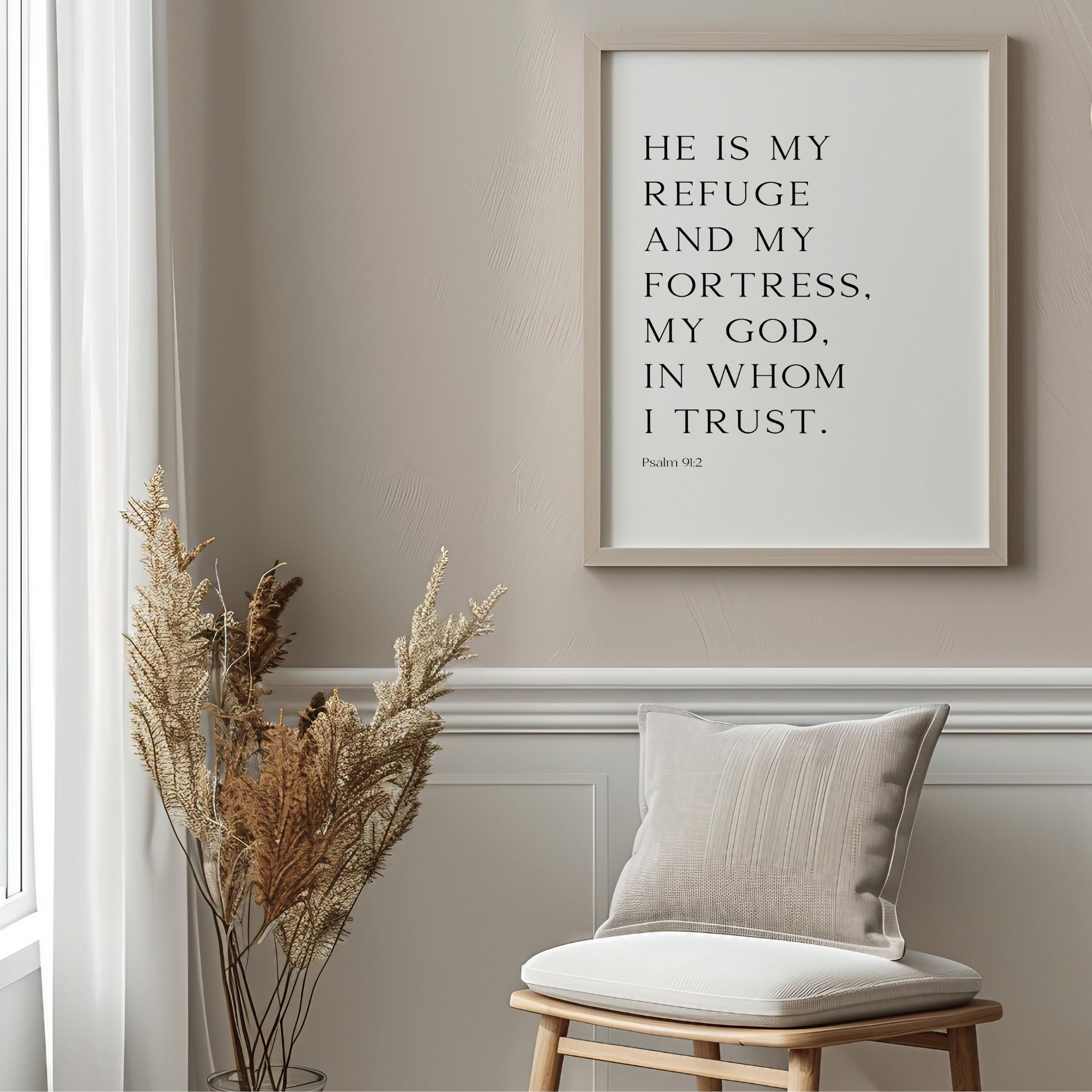 Psalm 91:2 Bible Verse Wall Art, Digital Download, Christian Modern ...