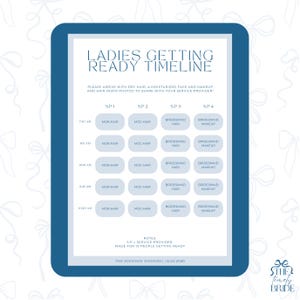 Editable Wedding Day Hair & Makeup Schedule | Bridal Party Getting Ready Timeline | Instant Download | Wedding Morning Organizer