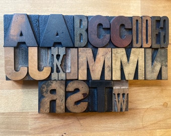 Pick your letter, 5cm (just under 2 inches), mix of wood type fonts and heights, vintage letterpress