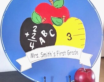 Personalized School Days Door Hanger: Hand-Painted Teacher Welcome Sign
