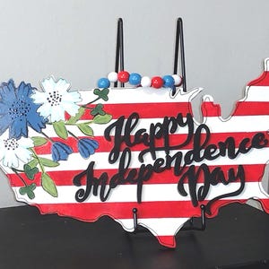 USA Floral Door Hanger: Patriotic 4th of July Decor