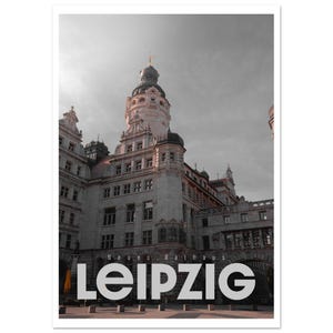 Poster classico in carta opaca del Neues Rathaus di Lipsia