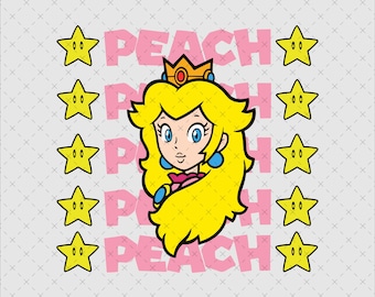 Księżniczka Peach SVG PNG, natychmiastowe pobranie, blondynka z koroną, naklejka na koszulkę, plik Cricut Cut