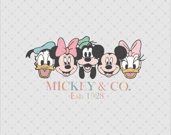 Retro Mickey and Friends PNG SVG, Digital Download