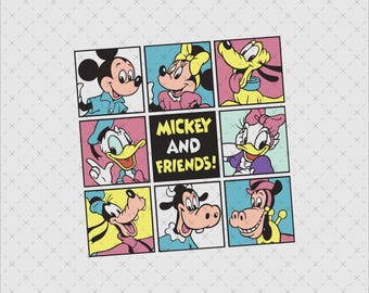 Retro Mickey and Friends PNG SVG, Digital Download