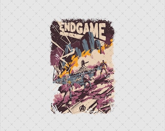 Bitwa Superbohaterów Endgame w formacie PNG SVG, natychmiastowe pobranie, fanowska grafika w stylu grunge, plik z koszulką do kompletu Hero Squad