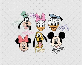 Retro Mickey and Friends PNG SVG, Digital Download
