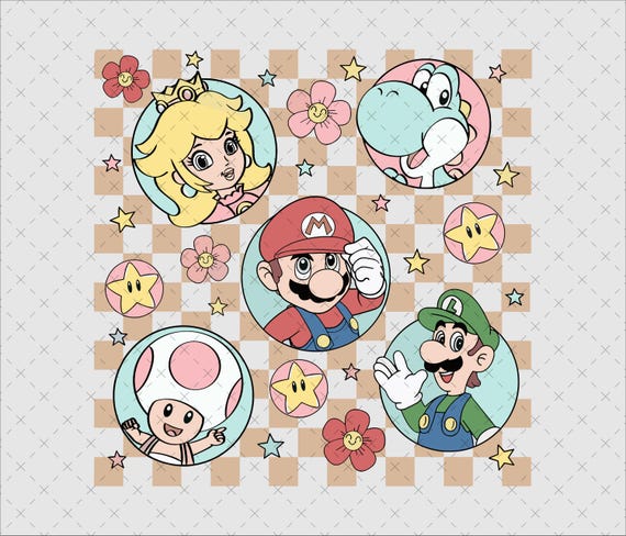 Retro Mario Characters Png, Princess Peach Png Mario Png, Luigi
