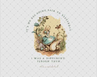 Alice in Wonderland Png Svg, Digital Download, Vintage Storybook Art, Shirt Sublimation Clipart File