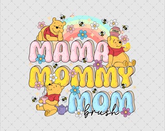 Winnie Mama Bear PNG SVG, design per la festa della mamma (file digitale)