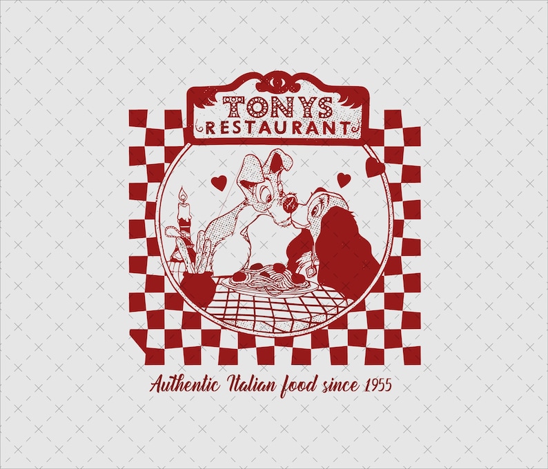 Lady and the Tramp SVG, Tony's Restaurant PNG (Digital File) image 1