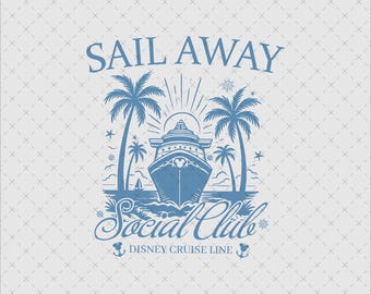 Sail Away Social Club Cruise Ship SVG PNG, do pobrania w wersji cyfrowej, koszulka z tropikalnymi wakacjami