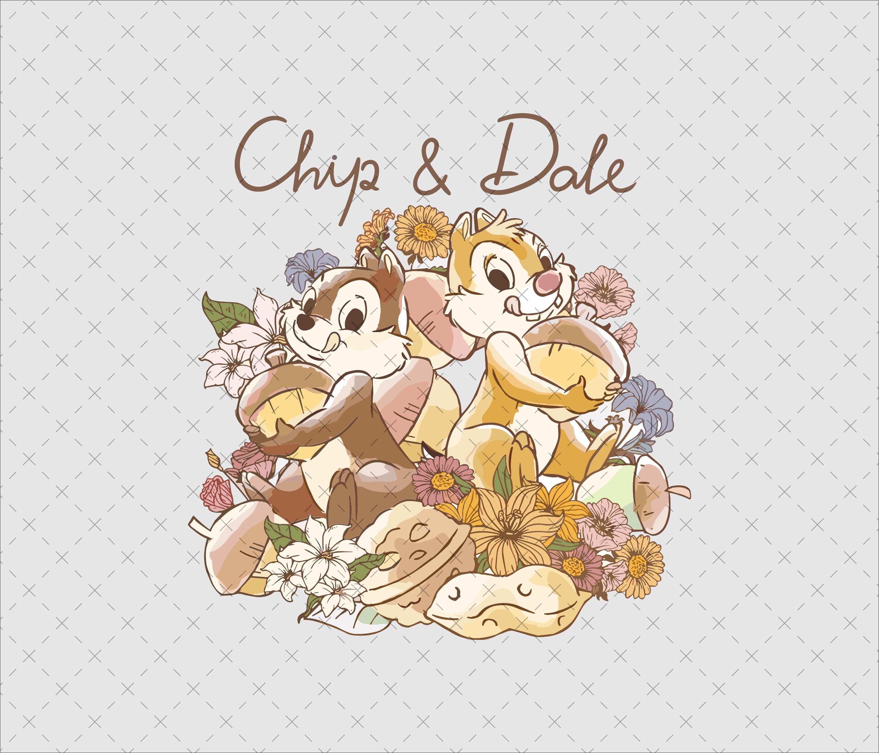 チップとデール PNG SVG、即時ダウンロード、花柄ビンテージ漫画