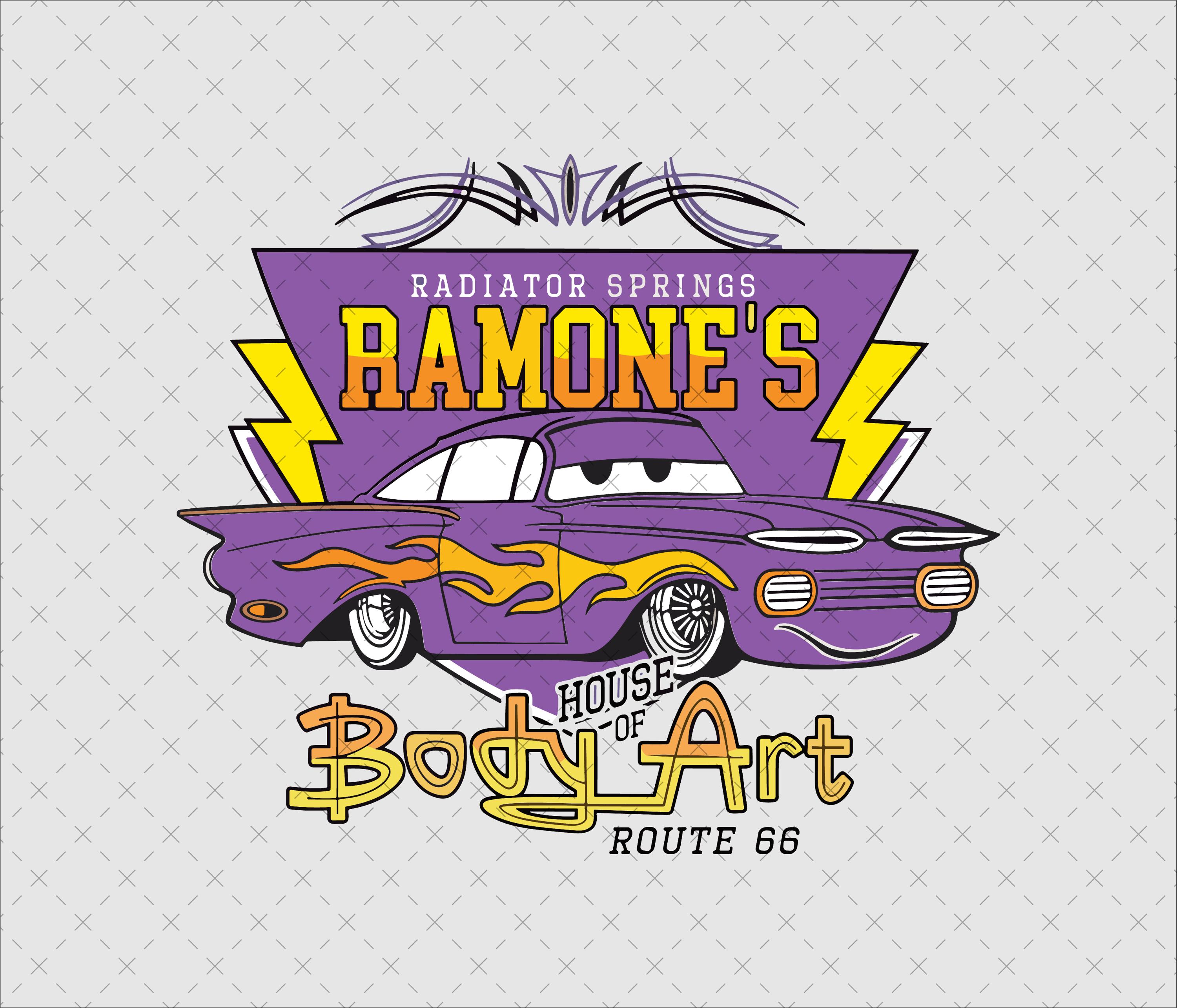 e*m様 Cars Ramone's House of Body Art カーズ Ramone's House of Body Art PNG, Route 66 Cars Design (digital File