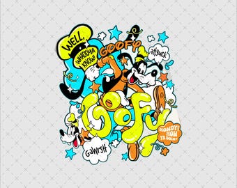 Goofy PNG SVG do natychmiastowego pobrania, retro postać z kreskówki, plik do sublimacji naklejek na koszulki