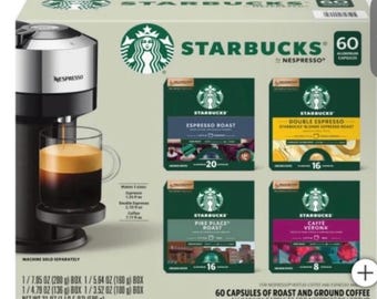 Starbucks Coffee and Espresso Capsules for Nespresso Vertuo Machines 60-count Variety Pack