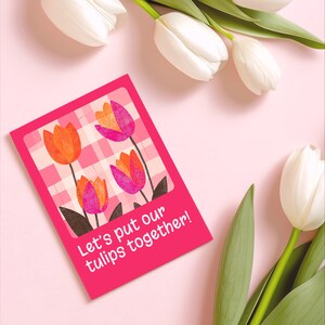 Afdrukbare valentijnskaart - Pun-ny Valentijnsdag digitale download cadeaubon, laten we onze tulpen samenvoegen, instant download, wenskaart