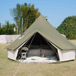 Evergreen Echo Canvas Bell Tent - Canvas Bell Tent | All-Weather Resistant | Mildew Resistant and Waterproof with Stove Jack | Camping Tent