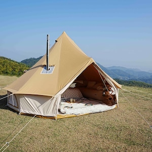Sierra Glow Bell Tent – Waterproof, 4-Season Glamping & Camping Tent – Large Outdoor Shelter for Festivals and Adventures