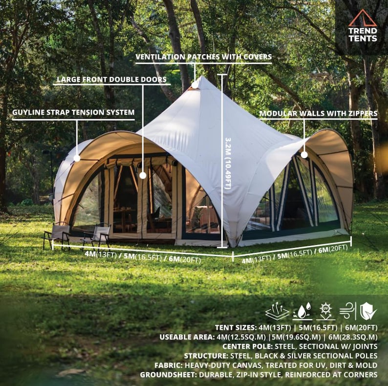 Asher Canvas Glamping Tent | Luxury Airbnb Resort Tent 2 Sizes image 2