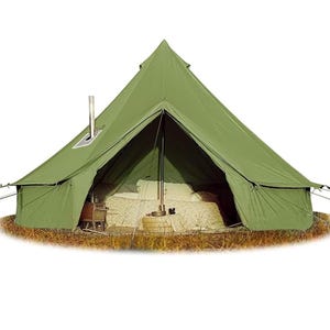 Fern and Ember Bell Pavilion - Canvas Bell Tent | All-Weather Resistant | Mildew Resistant and Waterproof with Stove Jack | Camping Tent