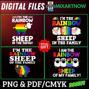 Gift 4 Design I&#39;m The Rainbow Sheep Of The Family PNG,LGBTQ Pride I&#39;m The Rainbow Sheep,Unique Family Awareness,Colorful Sheep design