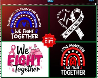 ギフト We Fight Together PNG、乳がん啓発 Pink Ribbon、メンタルヘルスサポート、LCH Warrior Gift、Awareness Ribbon、Cancer Fighter Gift