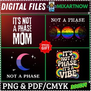 Gift 4 Design Not A Phase PNG,Bisexual LGBTQ Bi Pride Flag Moon,Its Not A Phase Mom Emo Gift, It&#39;s Not A Phase,Emo Lifestyle Pride Gift