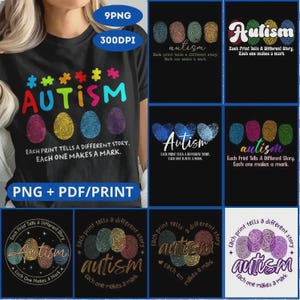 Gift 9 Design Autism each print tells a different story PNG,Fingerprint Autism PNG,Support Autism Design,Autism Each Print Tells A Story