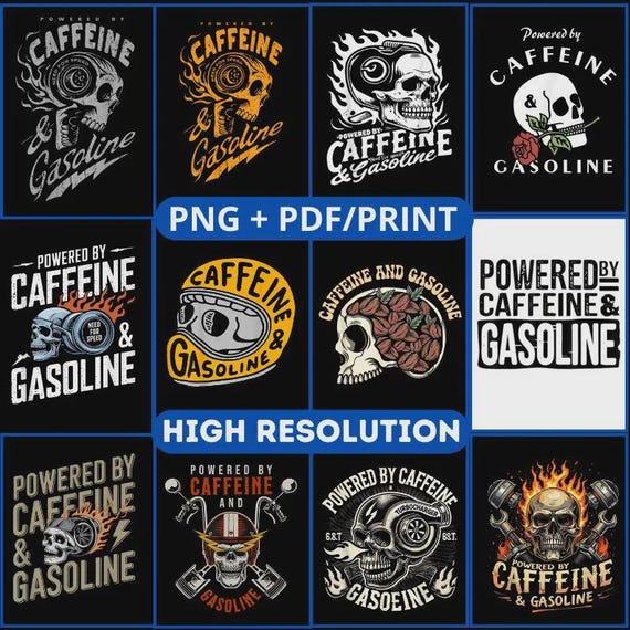 Gasoline Caffeine Lover Gift Powered by Caffeine and Gasoline Mechanic,by Caffeine and Gasoline,Coffee Lover Powered,Gasoline Mechanic PNG