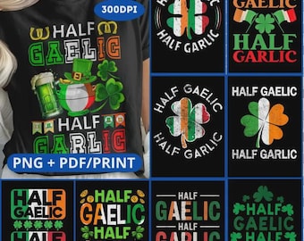 9 Design Irish Italian Mixed Heritage Pride,St Patty's Ireland Italy Flag,Gift Half Gaelic Half Garlic PNG,St Patrick's Day Irish Italian