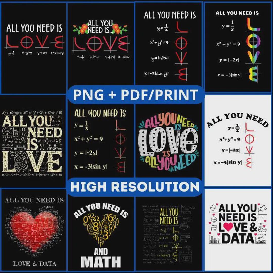Gift All You Need is Love Math Png,love With Math Vertical,valentine ...