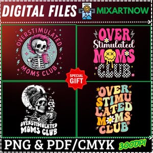 Gift 4Design Overstimulated Moms Club PNG,Mom Skeleton Coffee,Relatable Mom Life,Neurodivergent Mothers Day,Neurodivergent Mental Mom Health