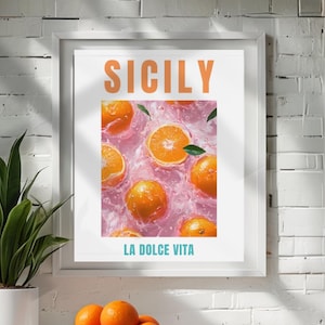 Sicilian Citrus Art Print, Matte Vertical Posters, Home Decor, Wall Art, Gift for Travelers, Mediterranean Style, Summer Vibes