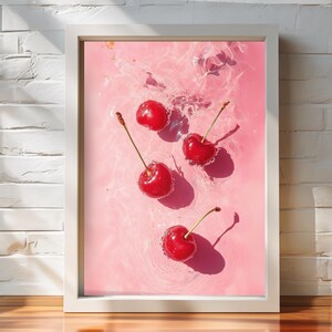 Bold Cherry Art Print, Decorative Wall Décor, Modern Home Art, Kitchen Wall Art, Fruit Poster, Gift for Food Lovers