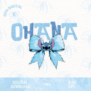 Glitter Ohana Stitch Coquette Bow Png, Stitch Hairy Ribbon Png, 2025 Cartoon Designs, Movie Carton Shirt, Cartoon Bows Png