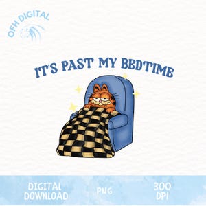 It's Past My Bedtime Png, Lazy Cat Png, Sleeply Orange Cat Png, Cartoon Png, Sleep Memes Shirt Design, Trend Cartoon Png, Trendy Designs