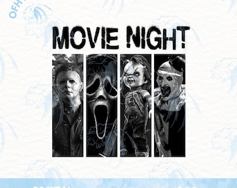 Horror Film Characters Png, Horror Movie Night Png, Halloween Horror Films Png, 2025 Halloween Scary Killers Designs, Scream Halloween Films