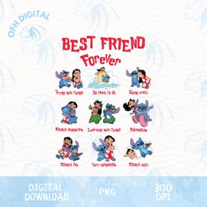 Najlepszy przyjaciel na zawsze razem Lilo i Stitch Koszulka Png, Bff wyróżnione Png, Love Stitch Para Koszulka, Bff Stitch Koszulka Projekt Png