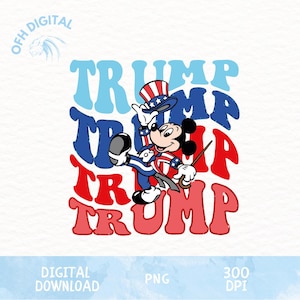 Disney Trump Lover Png, Trump American Colors Cartoon Mouse Png, Testo Trump Png, Cartone animato americano Png, Trendy President Day Png