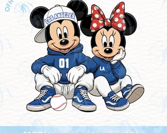 Mickey Los Angeles Baseball Design, Minnie Mickey Baseball Season Tee, Disney Baseball Design, Trendy Baseball Cartoon