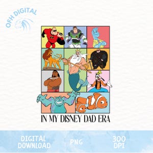 In My Disney Dad Era Png, Disney Dad Characters Png, Cartoon dad Characters Png, For Dad Designs, Trendy Father's Day Designs, First dad Png