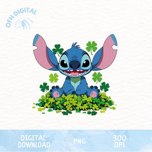 Lucky Stitch Png, Cartoon Lucky Day Png, St Patricks Day Png, Lucky Girl, Clover Stitch Png, Trendy St Patricks Designs, Lucky Stitch Png