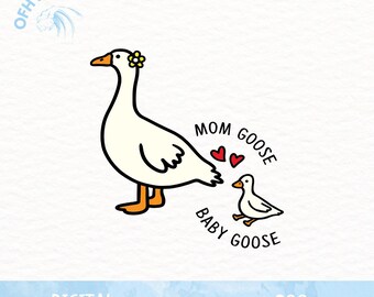 Mama Goose Baby Goose Png, Goose Png, Cute Mommy Designs, Animal Mama Png, Mother's Day Designs, Trendy Mama Designs, Trendy Mother's day