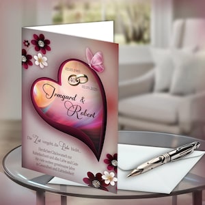 Cartes de vœux personnalisées pour les noces de rubis – cadeau pour les 40 ans de mariage avec motif