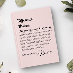 Difference Maker Journal with Name Custom Difference Maker Definition Personalized Leather Notebook Coworker Gift Mentor Gift Christmas Gift