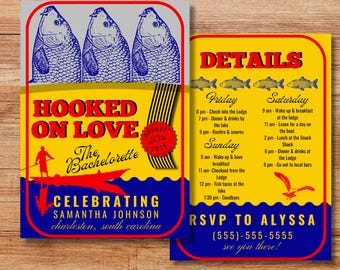 Hooked on Love Bachelorette Party Invitation Template Set
